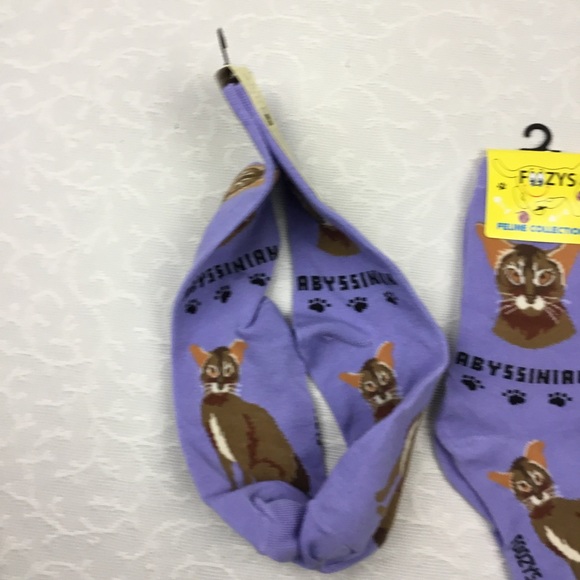 Foozys Unisex Socks Abyssinian cat Size 9-11 Soft Cat Lover Novelty 2 Pair NWT - Picture 4 of 4